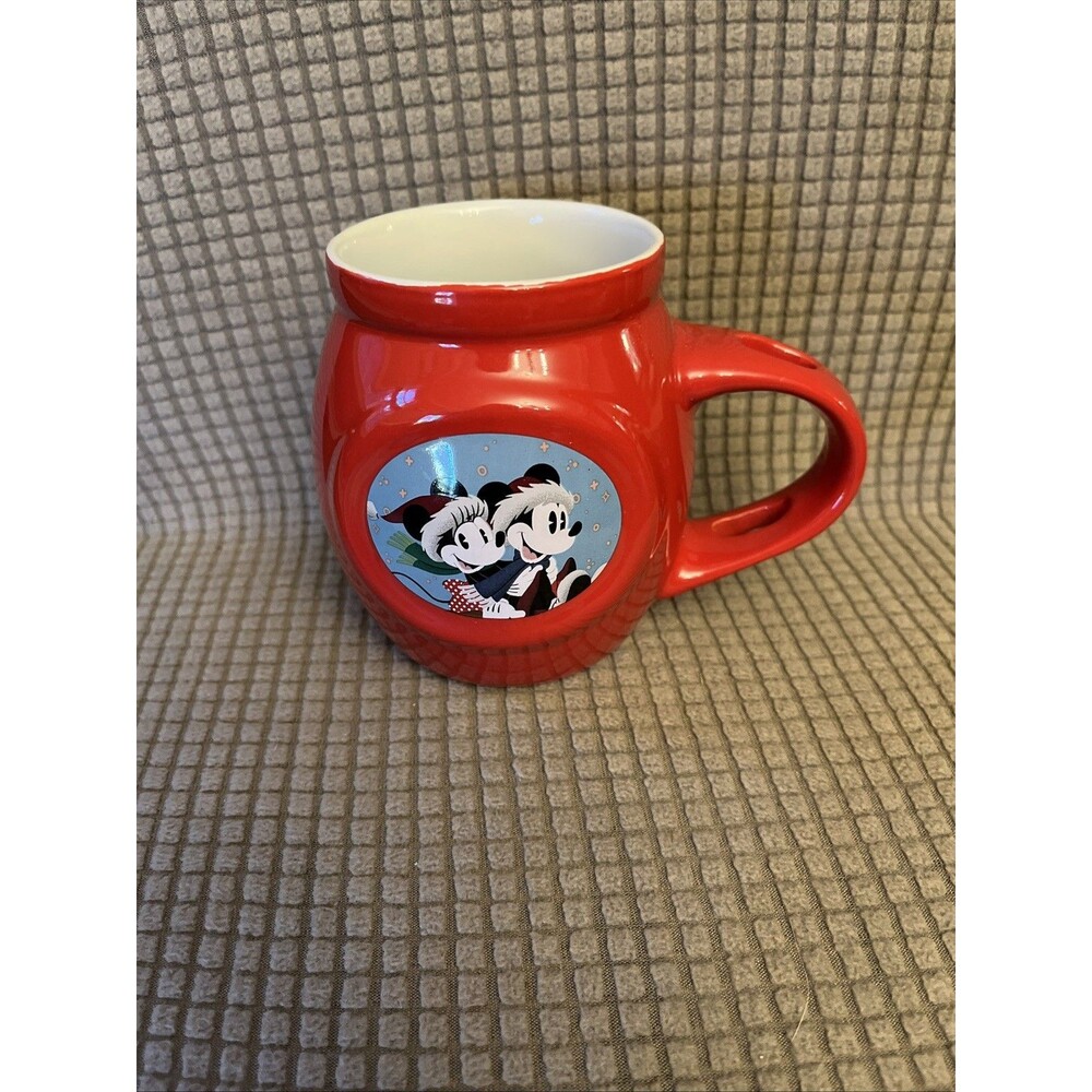 Disney Mickey & Minnie Mouse Red Christmas Mug 2021 Frankford Candy, LLC EUC